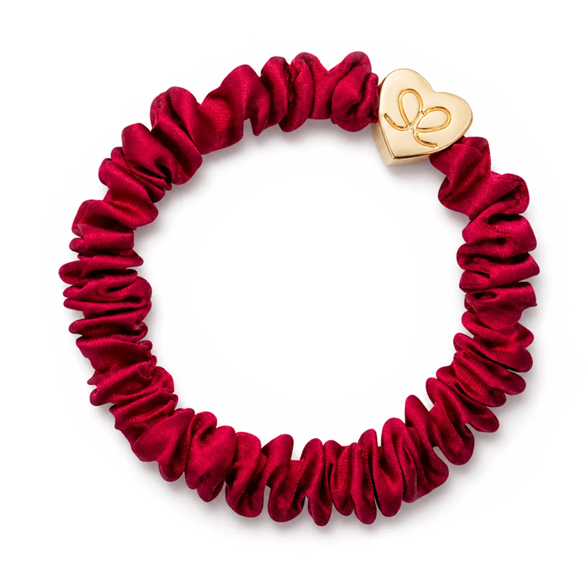 By Eloise London Gold Heart Skinny Silk Scrunchie