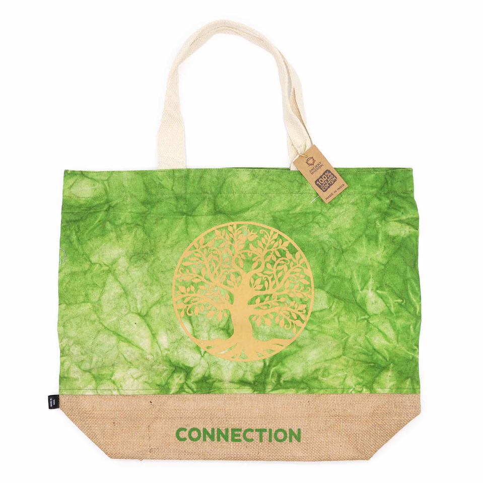 Naturalna Torba Green Stonewash - Drzewo Życia 50x42cm