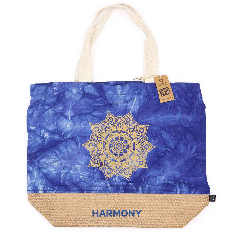 Naturalna Torba Blue Stonewash - Mandala 50x42 cm