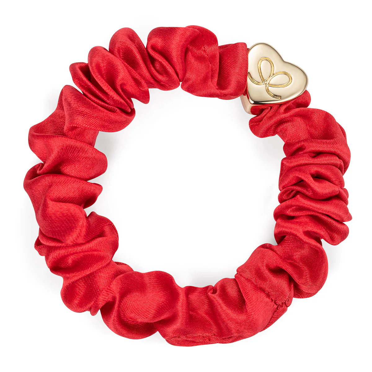 By Eloise London Silk Scrunchie Gold Heart Gumka do włosów dla kobiet kolor Cherry Red