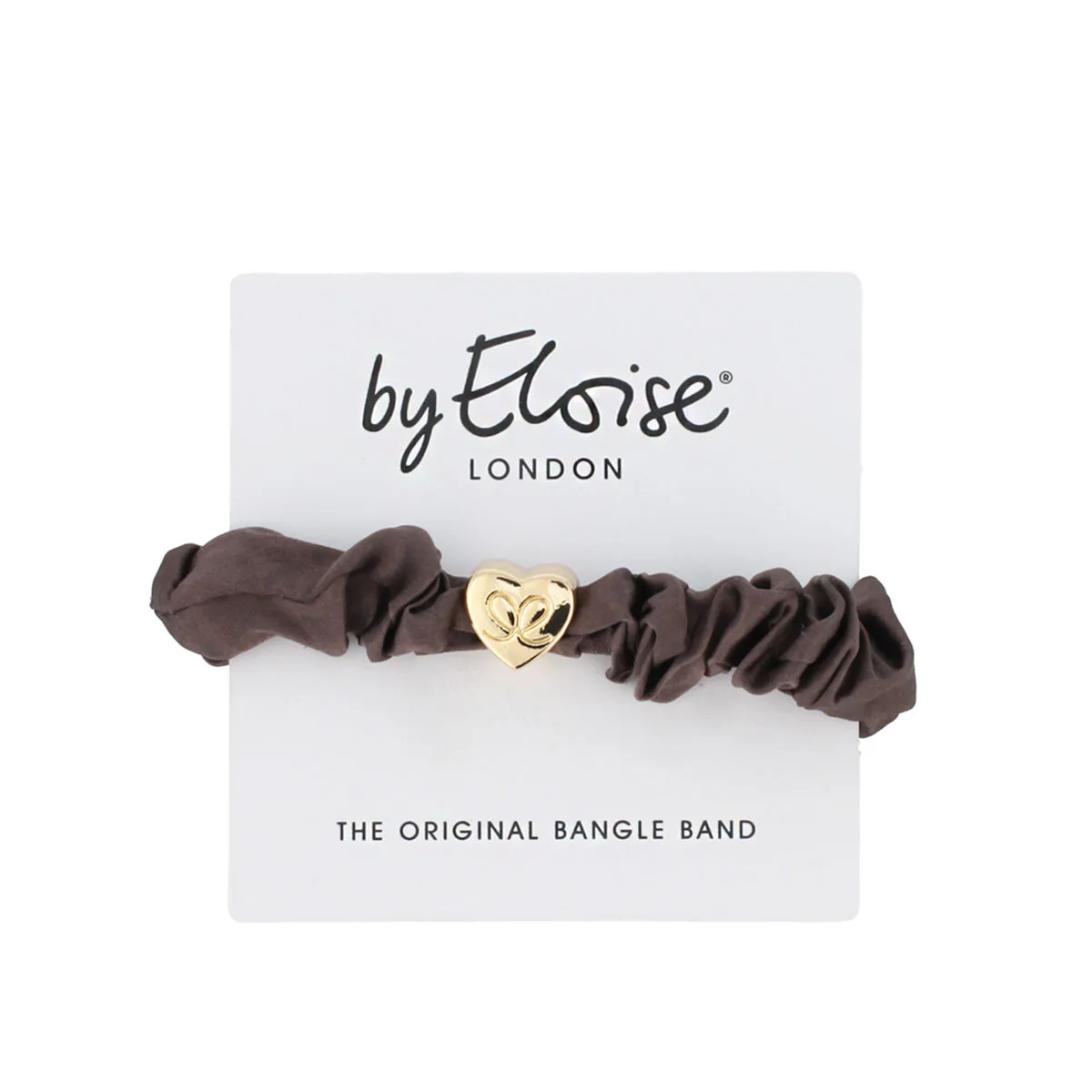 By Eloise London Silk Scrunchie Gold Heart Gumka do włosów dla kobiet kolor Mocha