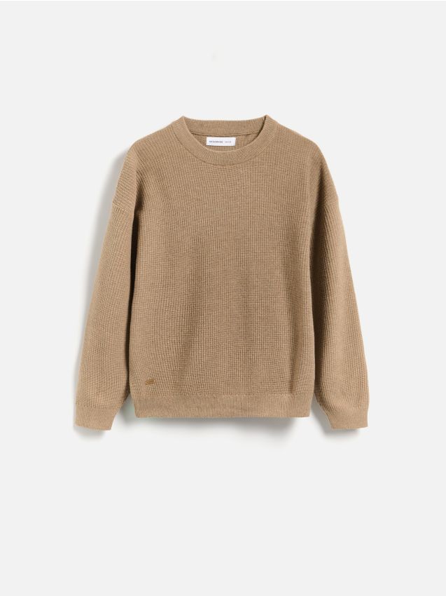 Reserved - Sweter z bawełną - brązowy