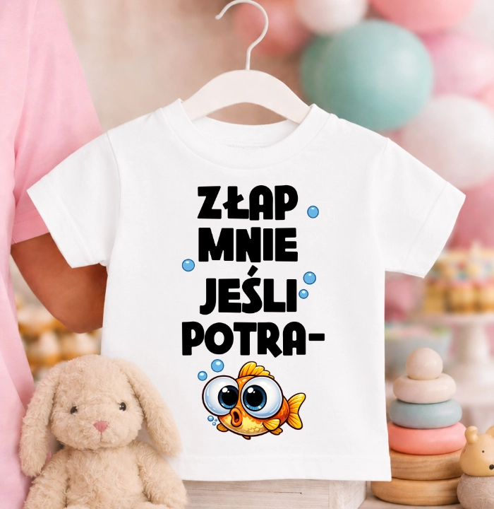 Koszulka dziecięca ''ZŁAP MNIE JEŚLI POTRA FISH''