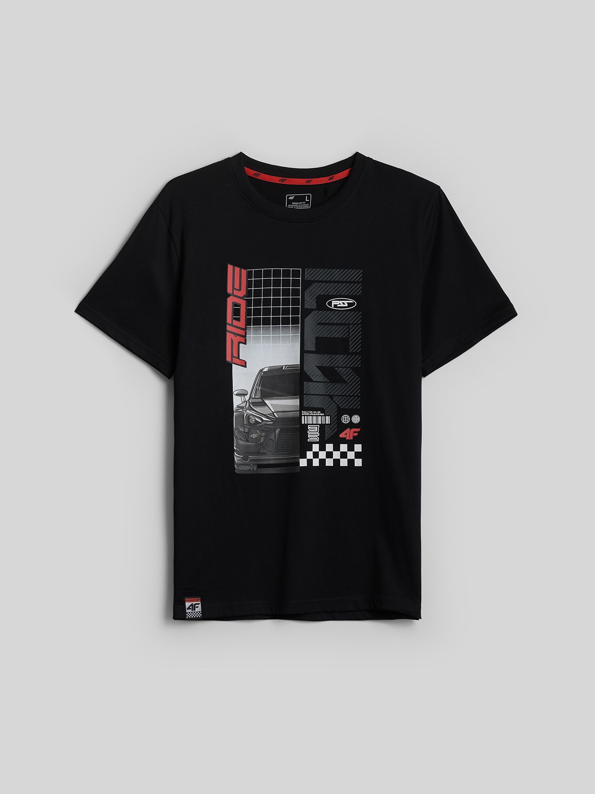 4F T-shirt regular z nadrukiem męski - czarny XXL
