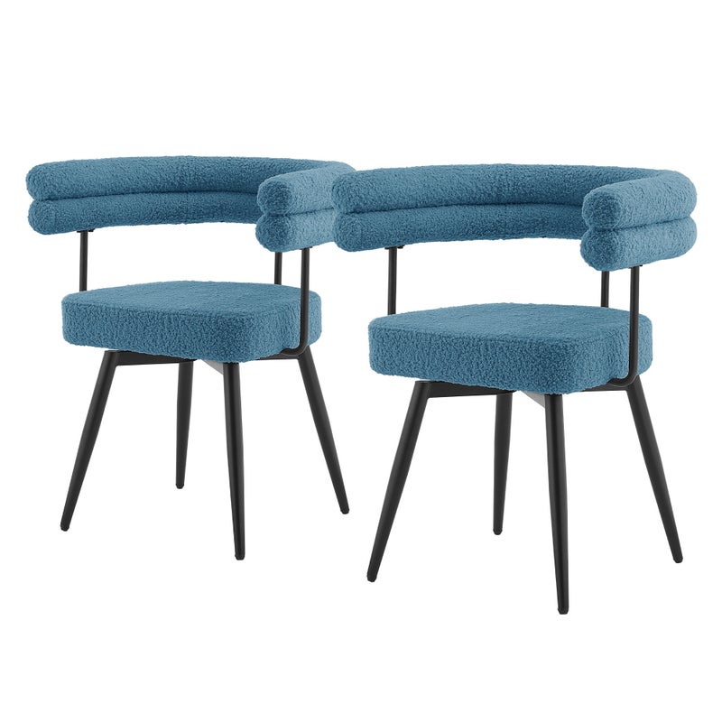 ML-Design krzesla obrotowe do salonu i jadalni 2 szt niebieski Teddy tapicerowane z podlokietnikami ergonomiczne metalowe nogi komfortowe siedzisko