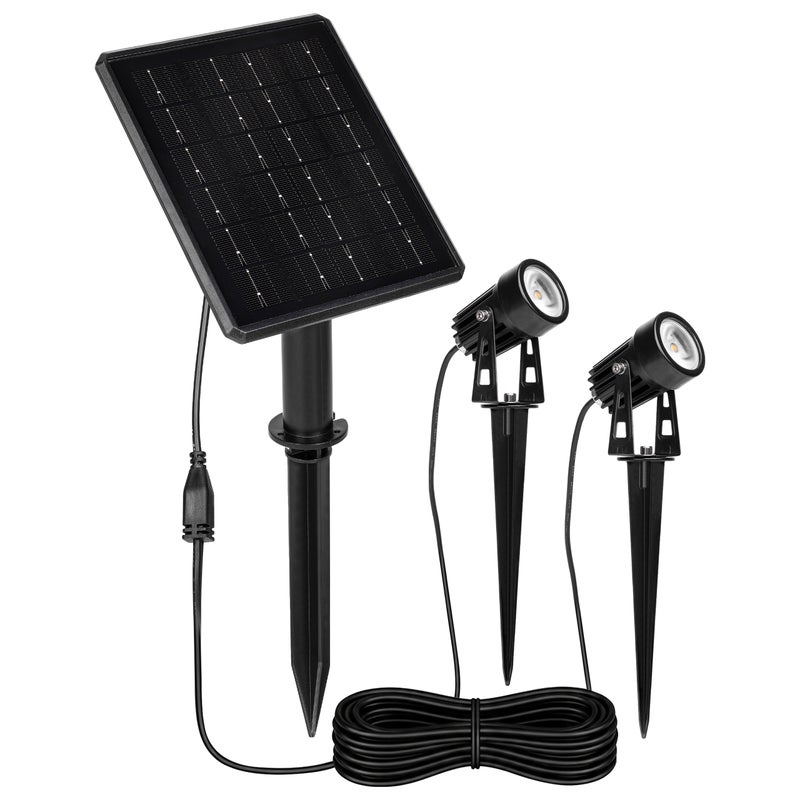 Lampka solarna ogrodowa 2x reflektor wbijany LED IP54 z czujnikiem na zewnątrz MasterLED