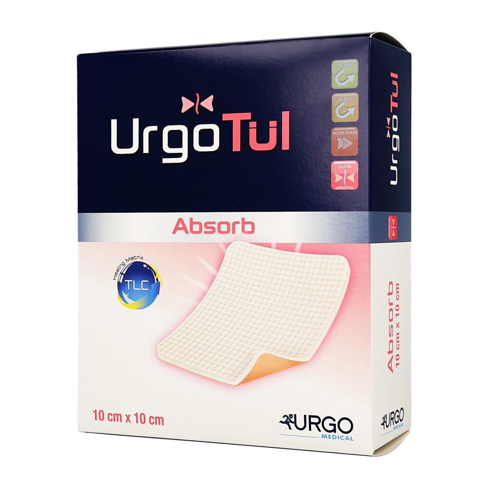 UrgoTul Absorb, opatrunek, 10 cm x 10 cm, 1 szt. (z opakowania wielosztukowego)