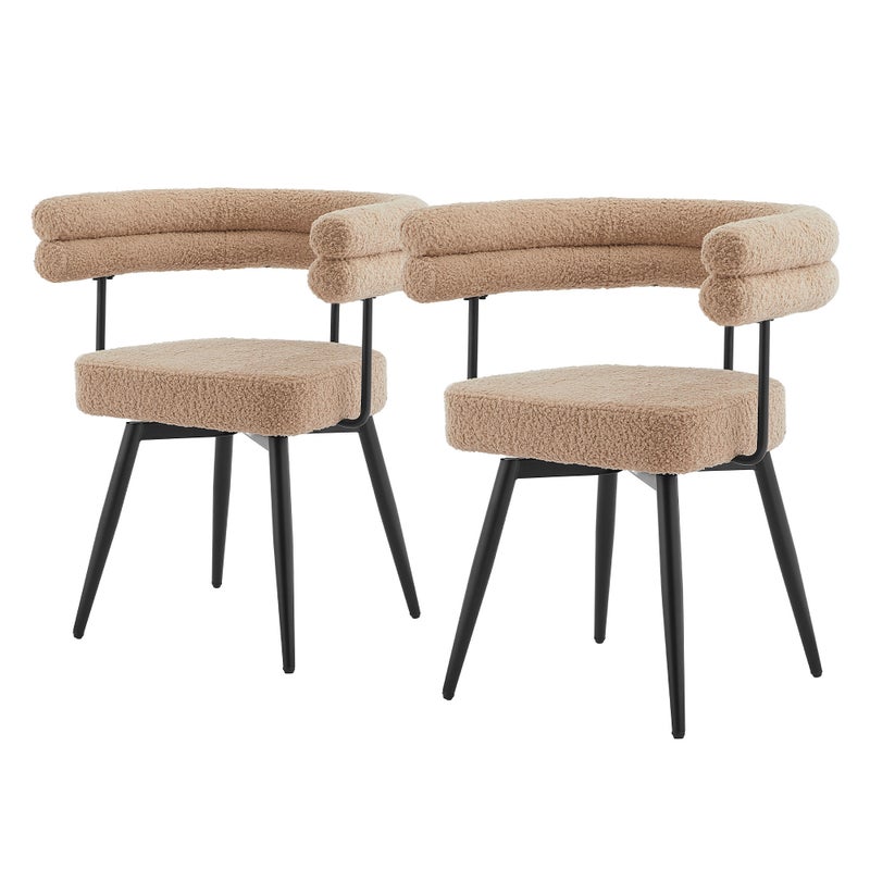 ML-Design krzesla obrotowe do salonu i jadalni 2 szt brązowy Teddy tapicerowane z podlokietnikami ergonomiczne metalowe nogi komfortowe siedzisko