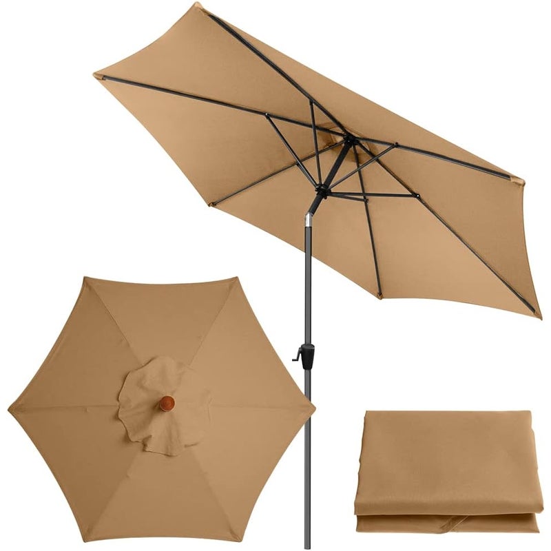 Pokrowiec wymienny do parasola 3m z 6 żebrami, uniwersalny materiał na parasol, ochrona przeciwsłoneczna do parasola ogrodowego, khaki