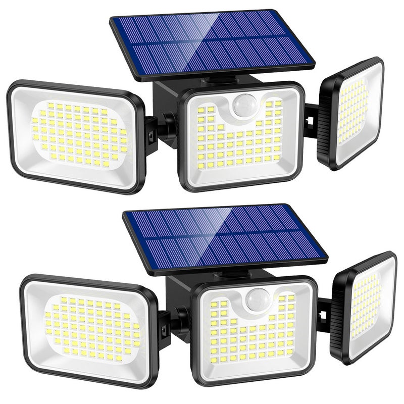 2 x lampa solarna 180 LED – czujnik ruchu, 3 tryby, 270°, IP65. Ścienna, zewnętrzna, bezprzewodowa!