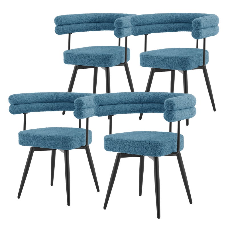 ML-Design krzesla obrotowe do salonu i jadalni 4 szt niebieski Teddy tapicerowane z podlokietnikami ergonomiczne metalowe nogi komfortowe siedzisko