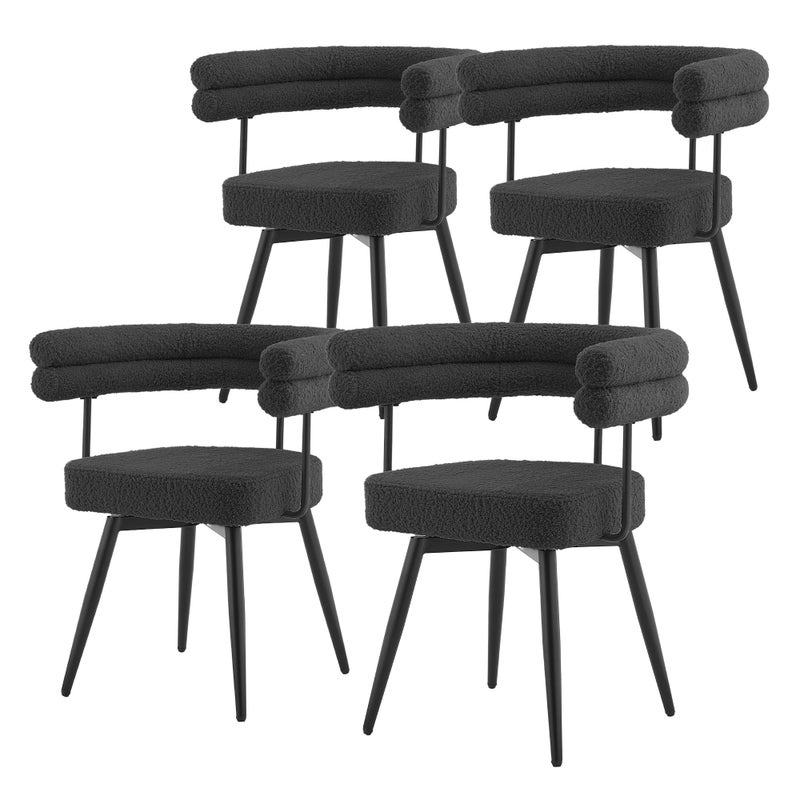 ML-Design krzesla obrotowe do salonu i jadalni 4 szt ciemnoszary Teddy tapicerowane z podlokietnikami ergonomiczne metalowe nogi komfortowe siedzisko