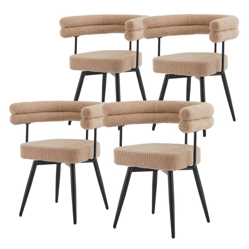 ML-Design krzesla obrotowe do salonu i jadalni 4 szt brązowy Teddy tapicerowane z podlokietnikami ergonomiczne metalowe nogi komfortowe siedzisko