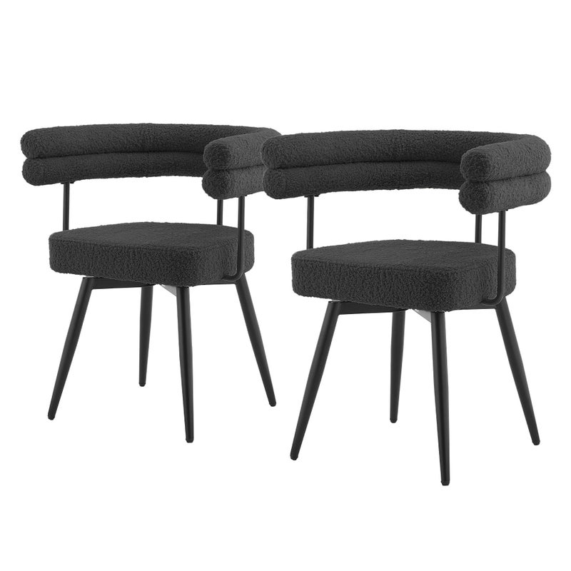ML-Design krzesla obrotowe do salonu i jadalni 2 szt ciemnoszary Teddy tapicerowane z podlokietnikami ergonomiczne metalowe nogi komfortowe siedzisko