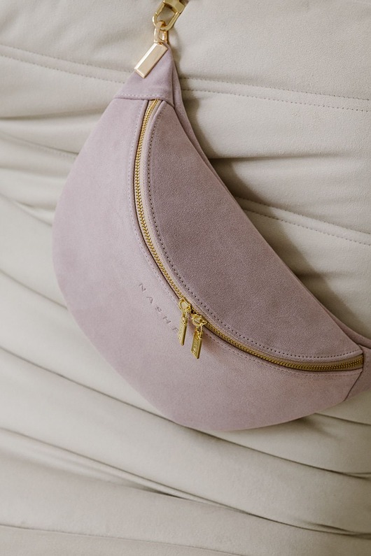 Beani bag maxi - skórzana nerka - zamszowa - pudrowy róż
