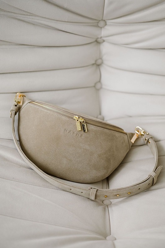 Beani bag maxi - skórzana nerka - zamszowa - beż
