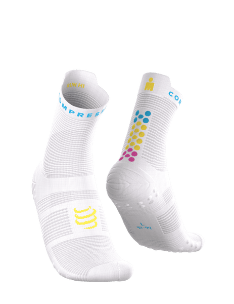 COMPRESSPORT Skarpetki do biegania krótkie PRORACING SOCKS V4 RUN HIGH IRONMAN 2026 white