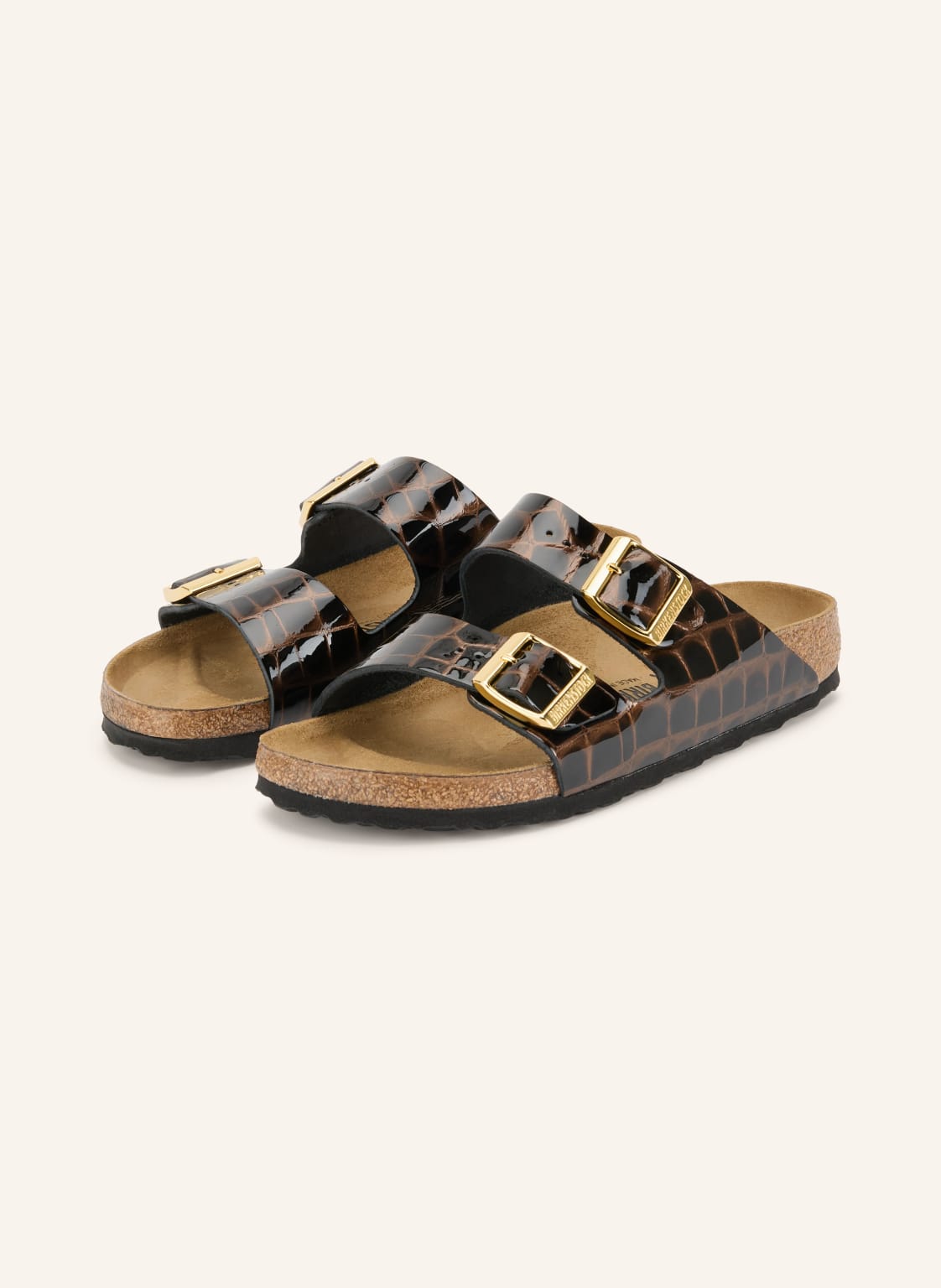Birkenstock Lakierowane Klapki Arizona Bs braun