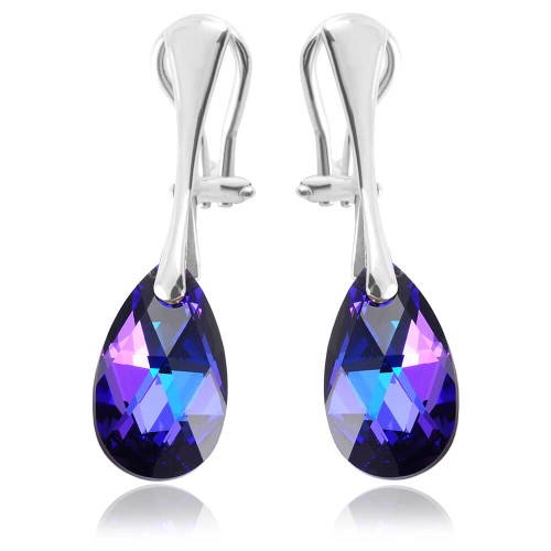 Srebrne klipsy z kryształem Swarovski® - 16mm - Heliotrope