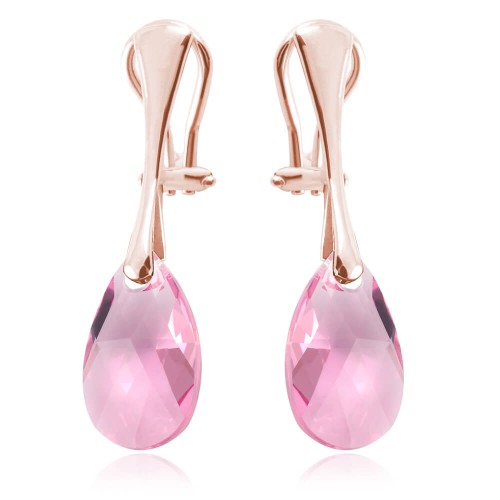Srebrne klipsy z kryształem Swarovski® - 16mm - Light Rose - rose gold