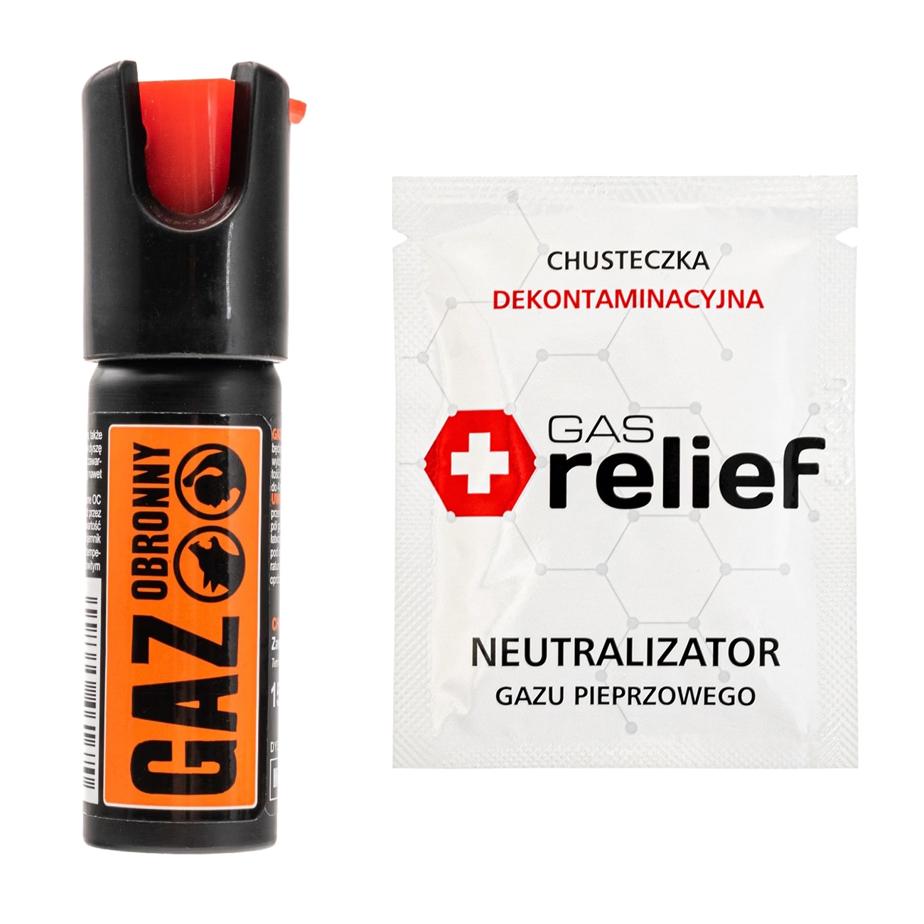 TM Gaz pieprzowy Obronny 15 ml stożek + chusteczka neutralizująca Gas Relief - zestaw