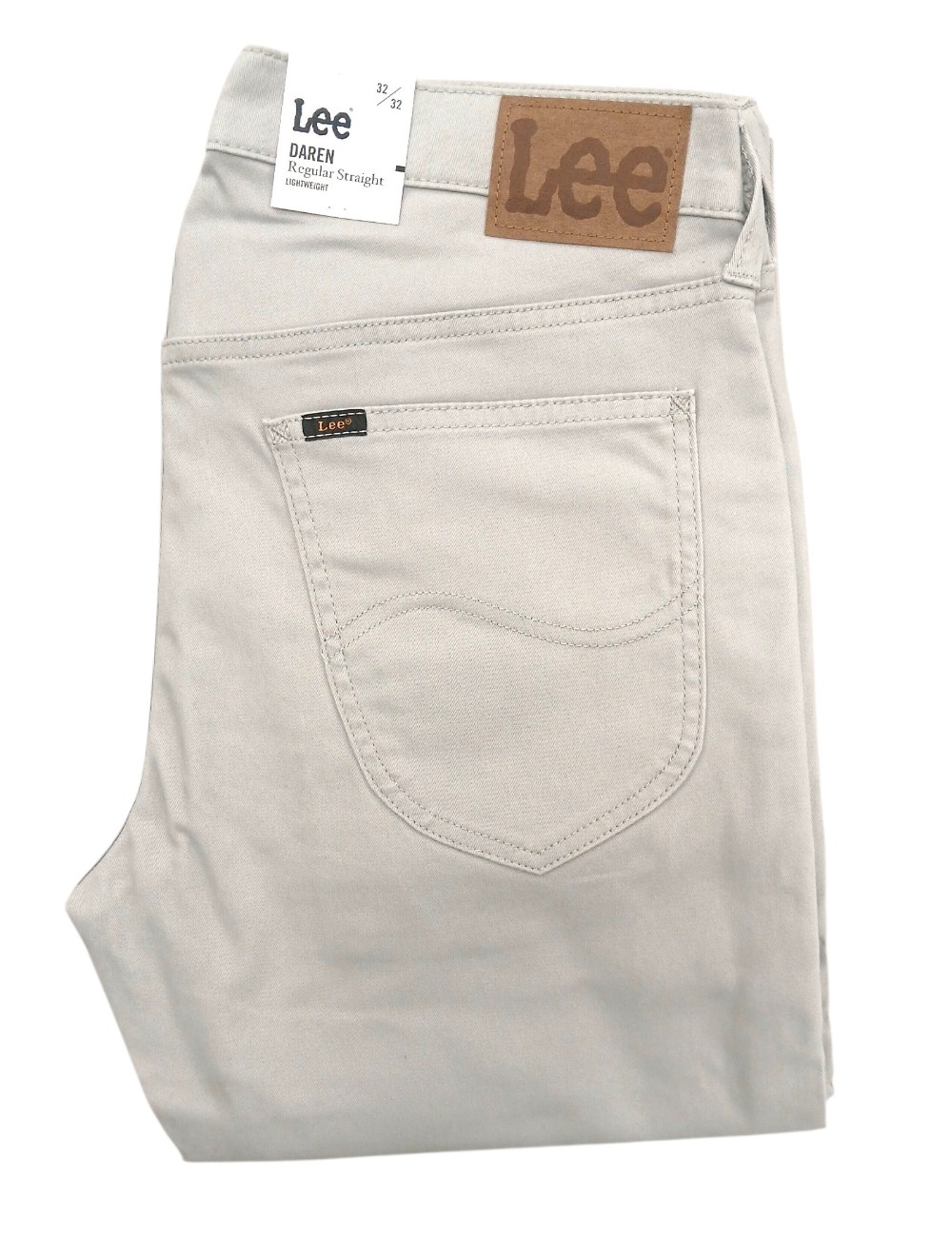 LEE DAREN REGULAR STRAIGHT DRIZZLE Spodnie Materiałowe Jasnoszare