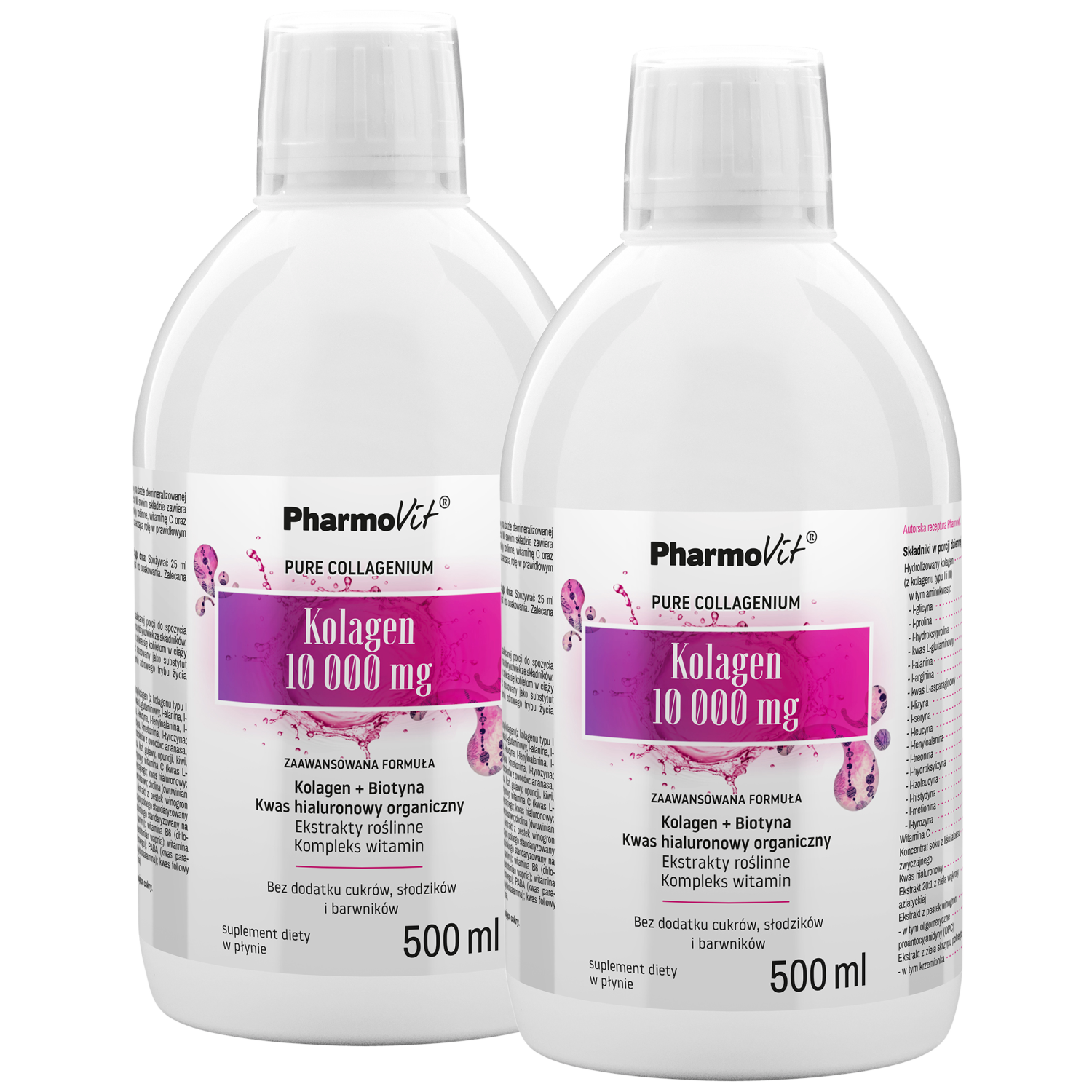 Zestaw PharmoVit Kolagen 10000 mg, 2 x 500 ml