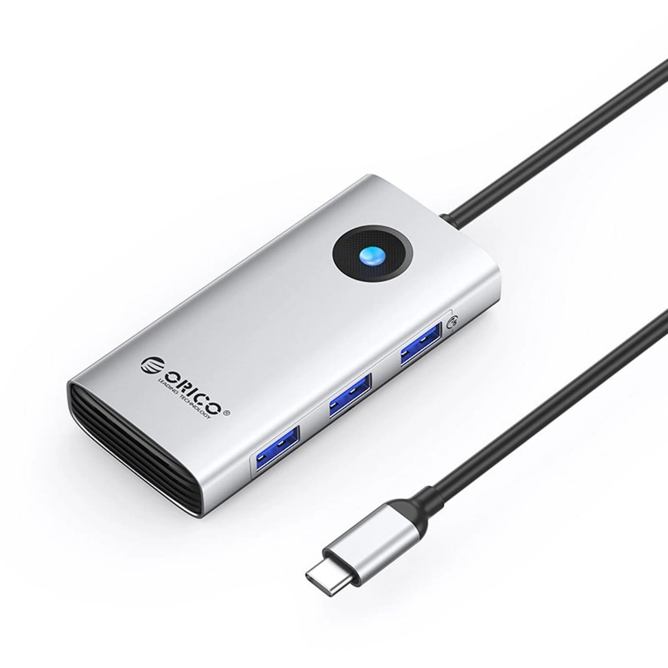 Orico USB-C 6w1 3x USB-A 3.0 1x USB-C PD 100W 1x HDMI 4K 30Hz 1x RJ45 2.5G Ethernet - srebrna