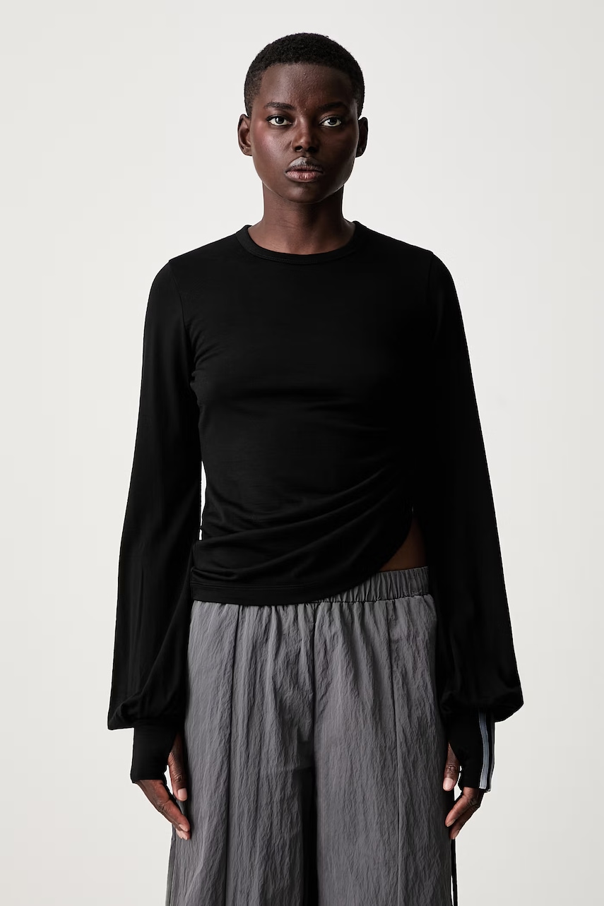 Y-3 longsleeve damski wełniany CNCH DRAPE LS T
