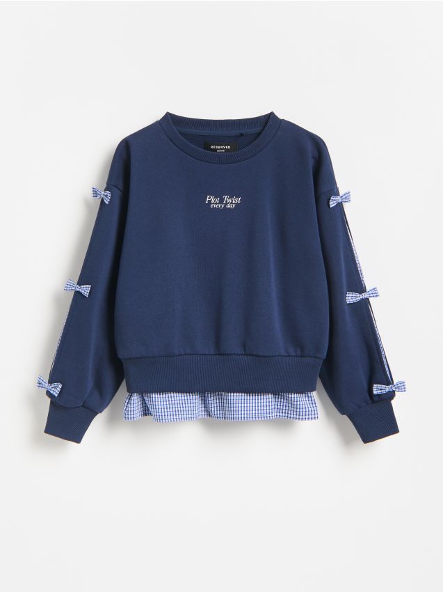 Reserved - Bluza z kokardkami - granatowy
