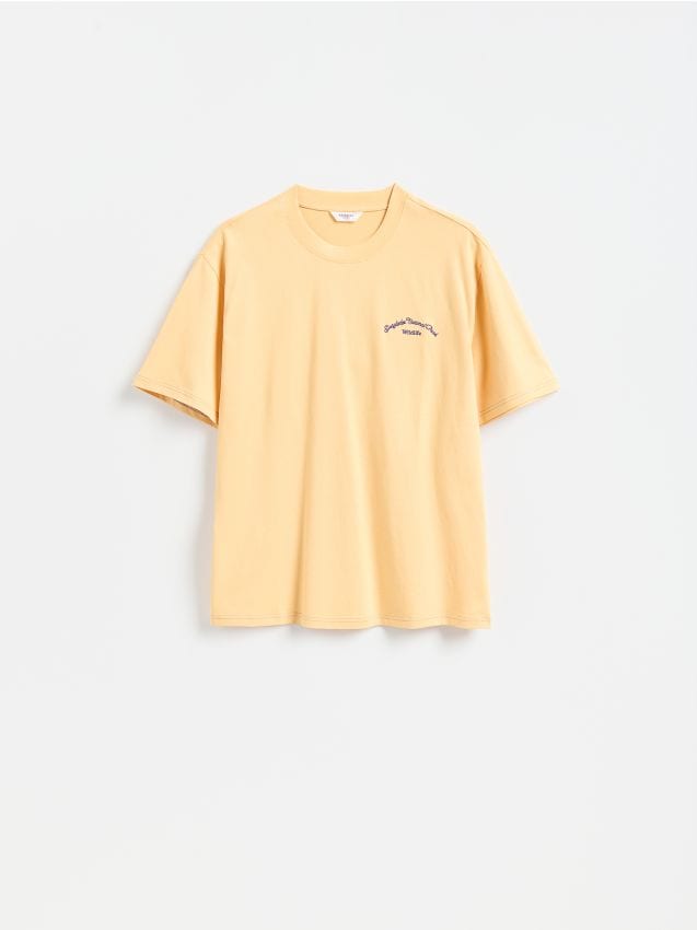 Reserved - T-shirt relaxed z haftem - jasnopomarańczowy