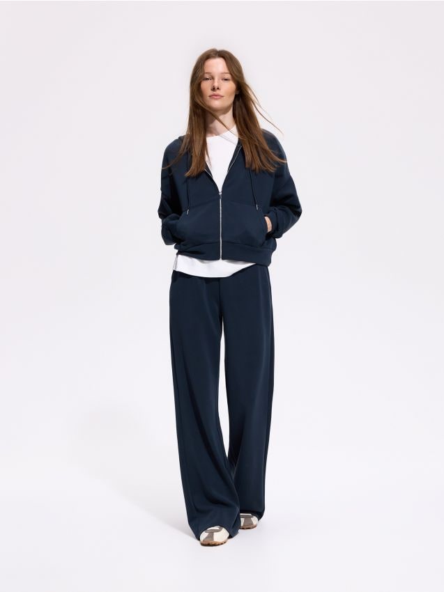 Reserved - Spodnie z modalem long leg - granatowy