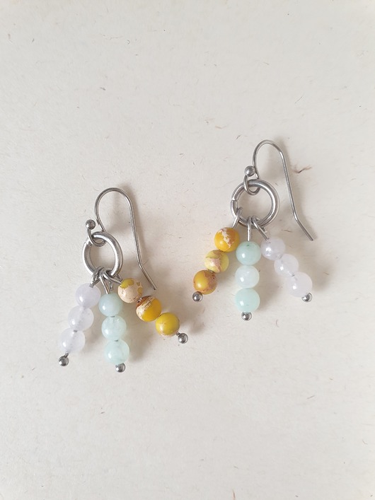 Kolczyki BOHO ART jadeit żółty, aqua, jaspis cesarski