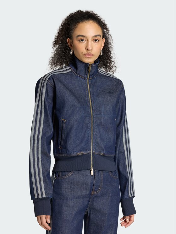 adidas Kurtka jeansowa Firebird KQ6491 Granatowy Slim Fit
