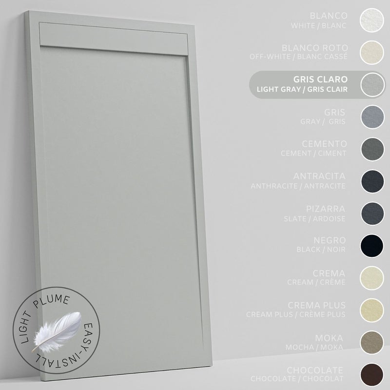 SOULHOME Lekki Brodzik z Żywicy tekstura Łupka – jasnoszary- 190X70- Niski 3cm– Minimalistyczny