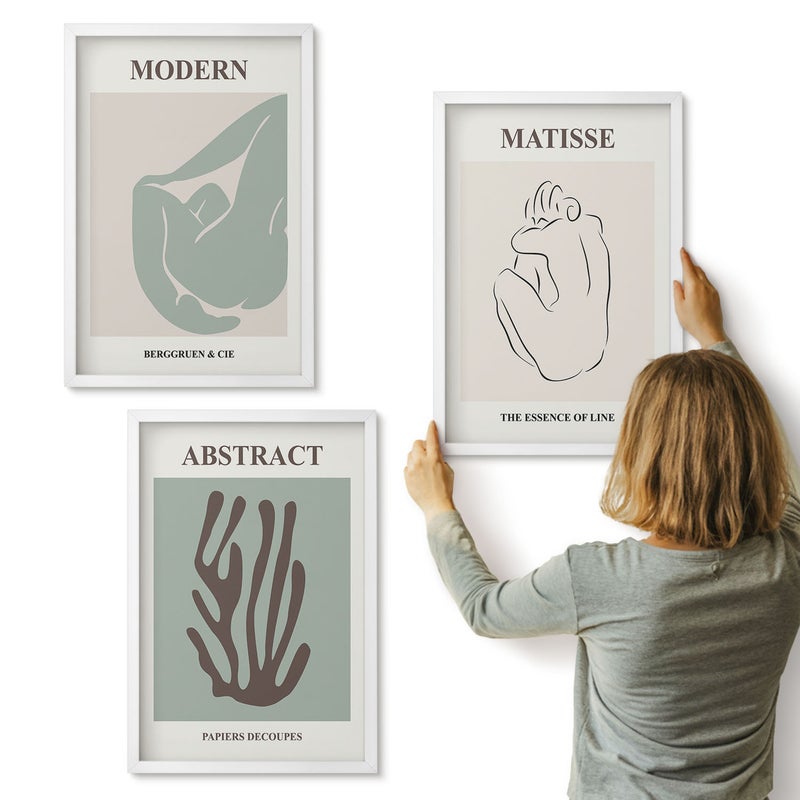 Galeria ścienna 3-częściowy komplet obrazów w białych ramach - Stylowe obrazy z abstrakcyjnymi motywami Henri Matisse - ArtPrintCave