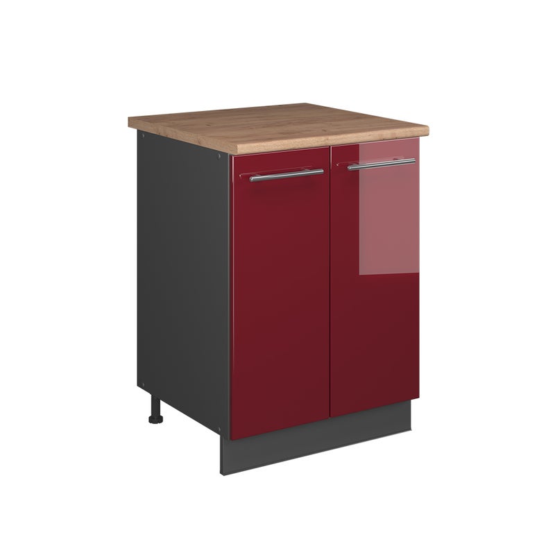 Vicco Szafka pod zlew Fame-Line, Bordowy wysoki połysk/Antracyt, 60 cm