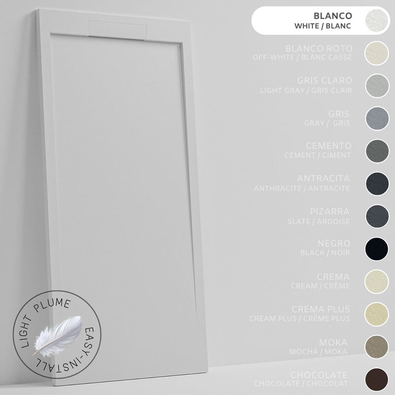 SOULHOME Lekki Brodzik z Żywicy tekstura Łupka – biały- 140x90- Niski 3cm– Elegancki SAME