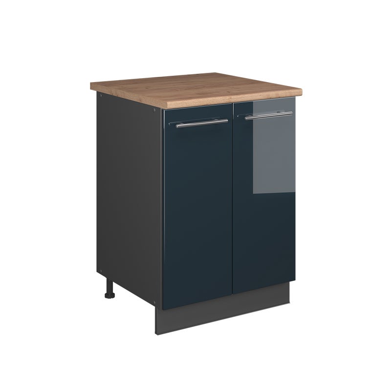 Vicco Szafka pod zlew Fame-Line, Ciemnoniebieski wysoki połysk/Antracyt, 60 cm