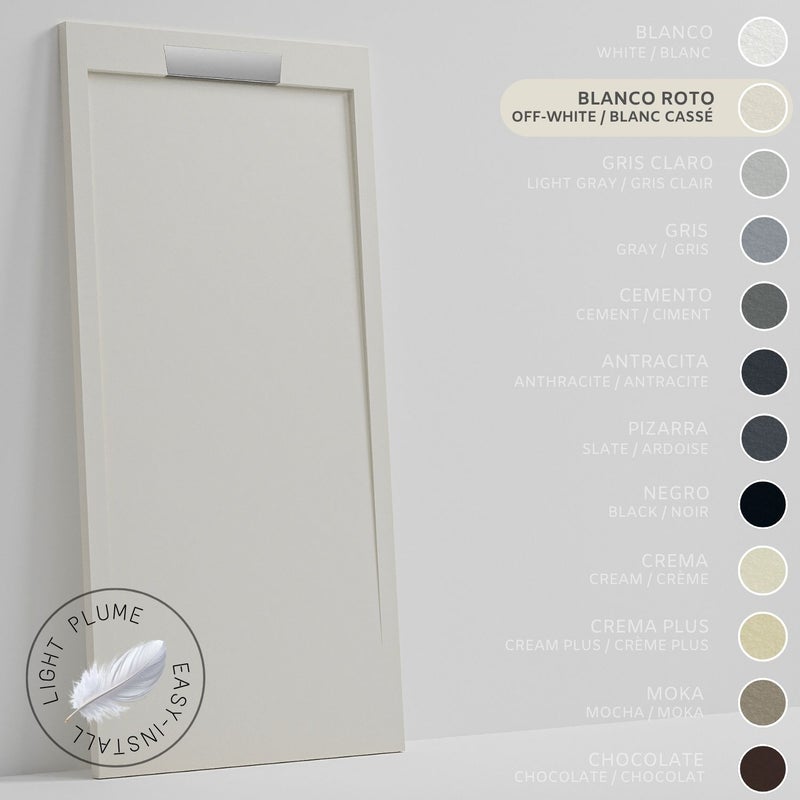 SOULHOME Lekki Brodzik z Żywicy tekstura Łupka – złamana biel- 150x90- Niski 3cm– Elegancki