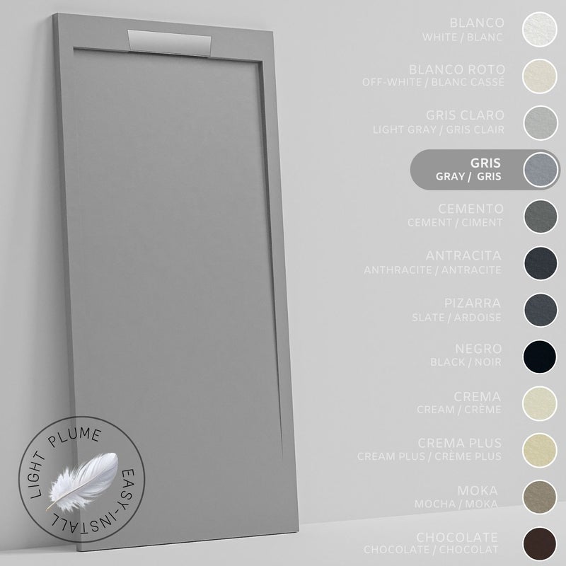 SOULHOME Lekki Brodzik z Żywicy tekstura Łupka – szary- 110x80- Niski 3cm– Elegancki