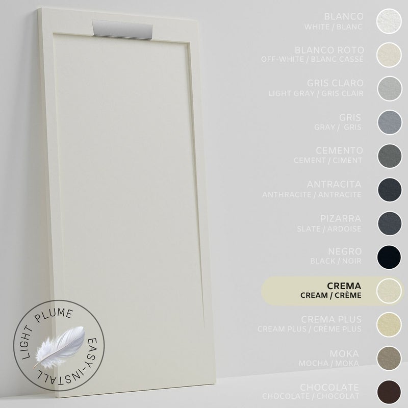 SOULHOME Lekki Brodzik z Żywicy tekstura Łupka – kremowy– 110x90- Niski 3cm– Elegancki