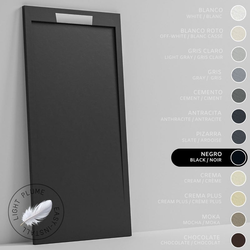 SOULHOME Lekki Brodzik z Żywicy tekstura Łupka – czarny- 100X70- Niski 3cm– Elegancki