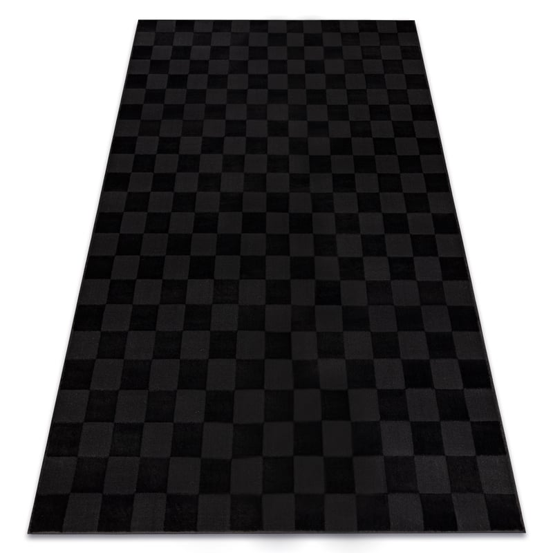 Dywan AURA EB112 czarny / antracyt - Szachownica, strukturalny, nowoczesny 80x150 cm