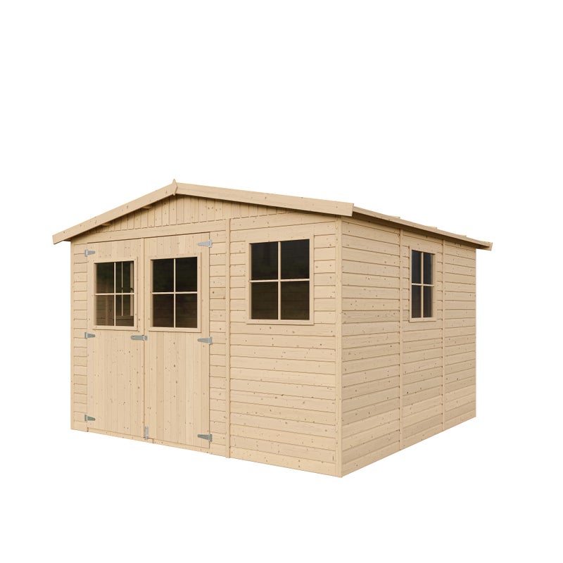 Drewniana altana ogrodowa 9 m² - Domek z oknami - wys. 226 x 324 x 316 cm - Z IMPREGNOWANĄ PODŁOGĄ - TIMBELA M335+M335G