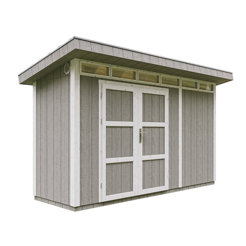 Domek ogrodowy z drewna z płyt LP SmartSide 4 m² - Domek ogrodowy z podłogą i płytami bitumicznymi Dł. 161 x Szer. 412 x Wys. 239 cm - Timbela M902A