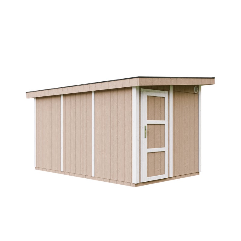 Domek ogrodowy z drewna z płyt LP SmartSide 9 m² - Domek ogrodowy z podłogą i płytami bitumicznymi D412xW279xH237 cm - Timbela M904