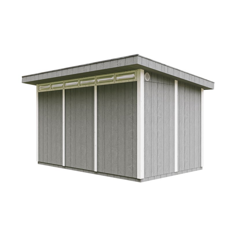 Domek ogrodowy z drewna z płyt LP SmartSide 9 m² - Domek ogrodowy z podłogą i płytami bitumicznymi D412xW279xH237 cm - Timbela M904A