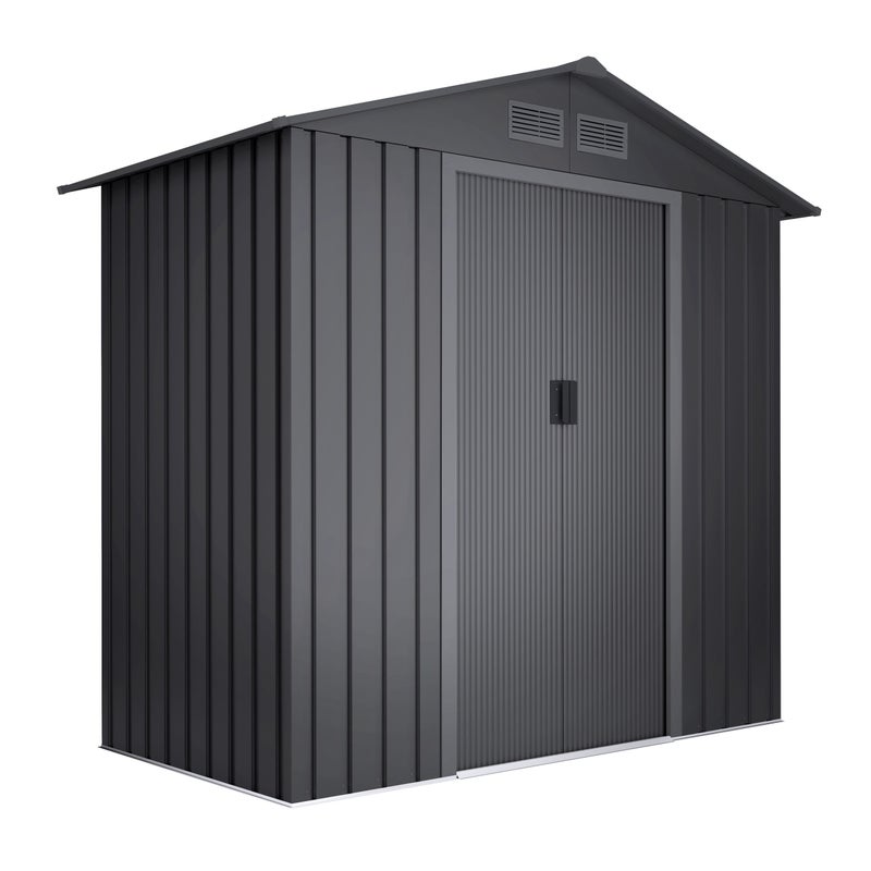 Domek narzędziowy metalowy Light Anthracite 2,57 m², podwójne drzwi przesuwne, otwory wentylacyjne, szary, do przechowywania narzędzi