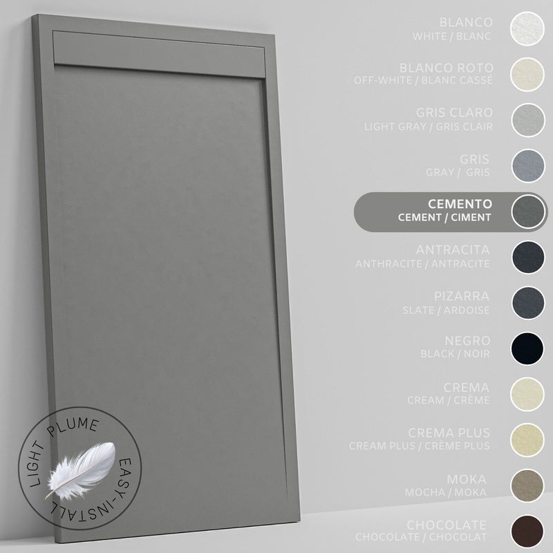 SOULHOME Lekki Brodzik z Żywicy tekstura Łupka – cementowoszary- 200x80- Niski 3cm– Minimalistyczny
